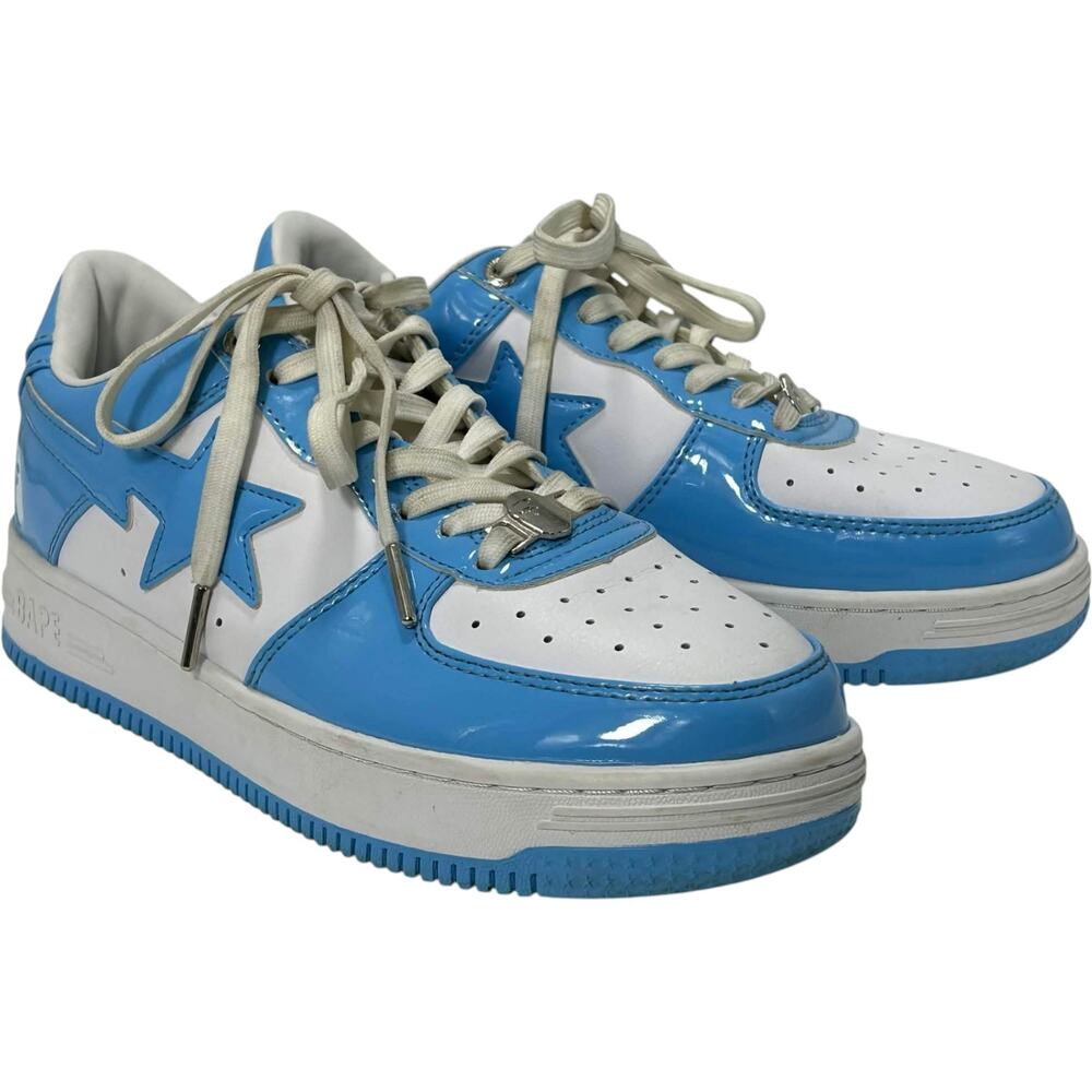 BAPE STA Icon #1 Ladies Sneakers Baby Blue Patent Leather Men's Size 8 Skater
